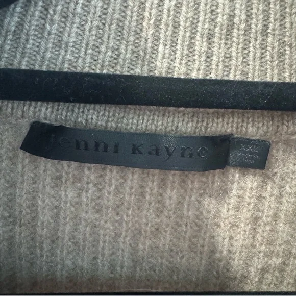 Jenni Kayne 100% Cashmere 1/2 Zip Sweater in Undyed Stone XXL - Picture 4 of 9
